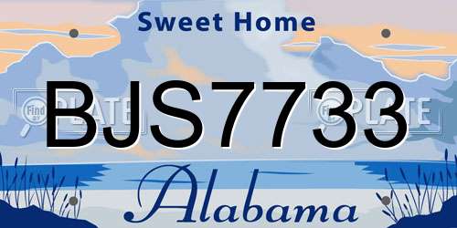 BJS7733 Alabama License Plate
