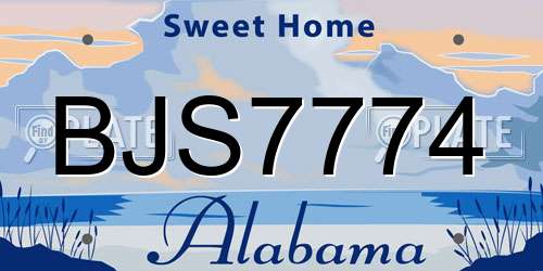 BJS7774 Alabama License Plate