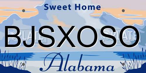 BJSXOSO Alabama License Plate