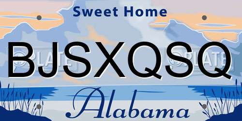 BJSXQSQ Alabama License Plate