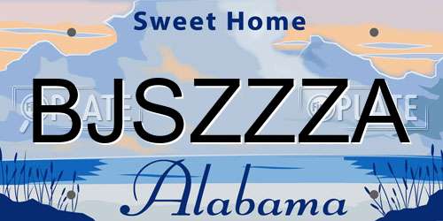 BJSZZZA Alabama License Plate