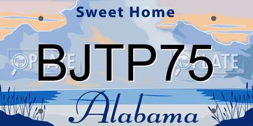 BJTP75 Alabama License Plate