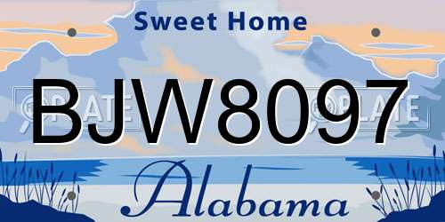 BJW8097 Alabama License Plate