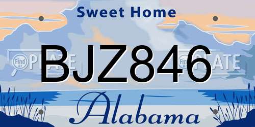 BJZ846 Alabama License Plate
