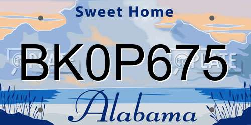 BK0P675 Alabama License Plate