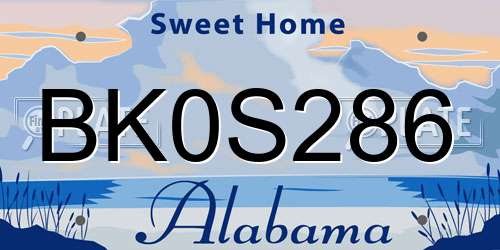 BK0S286 Alabama License Plate