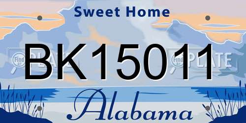 BK15011 Alabama License Plate