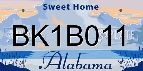BK1B011 Alabama License Plate