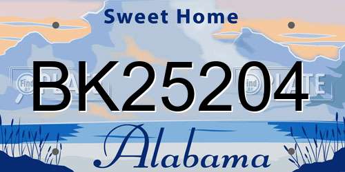 BK25204 Alabama License Plate