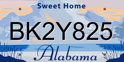 BK2Y825 Alabama License Plate