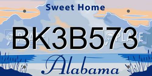 BK3B573 Alabama License Plate