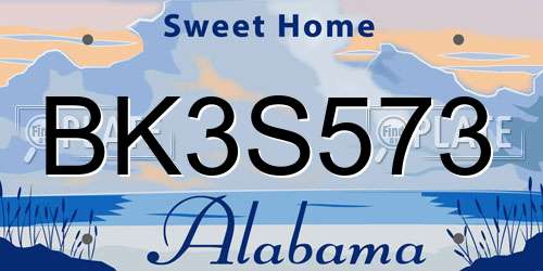 BK3S573 Alabama License Plate