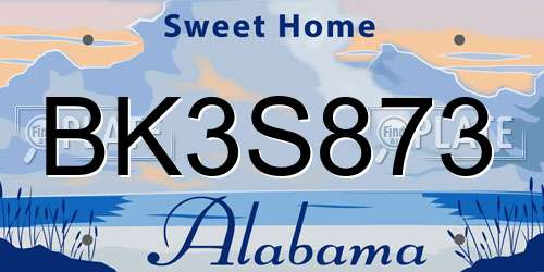 BK3S873 Alabama License Plate
