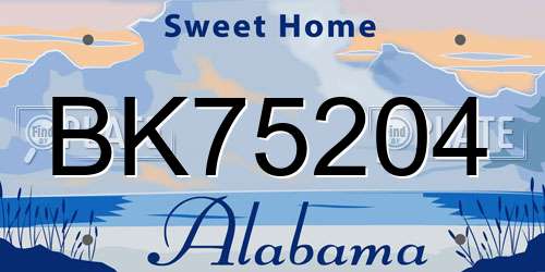 BK75204 Alabama License Plate