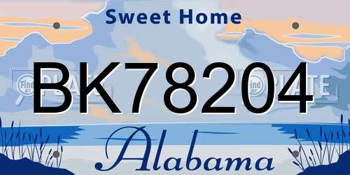 BK78204 Alabama License Plate