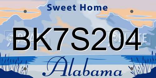 BK7S204 Alabama License Plate