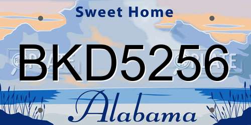 BKD5256 Alabama License Plate
