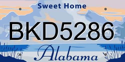 BKD5286 Alabama License Plate