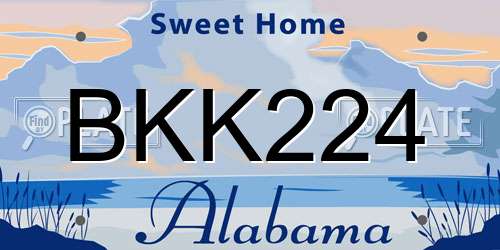 BKK224 Alabama License Plate