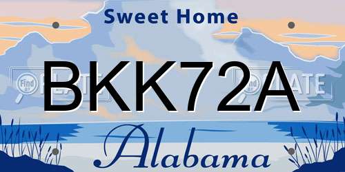 BKK72A Alabama License Plate