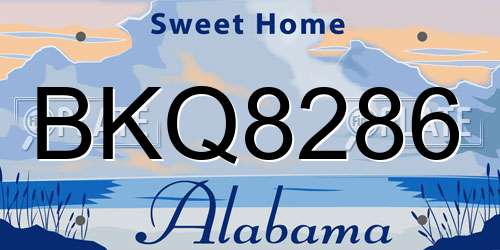 BKQ8286 Alabama License Plate