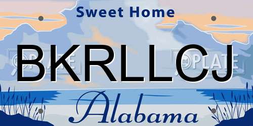 BKRLLCJ Alabama License Plate