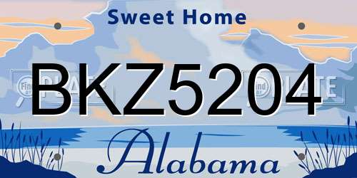 BKZ5204 Alabama License Plate