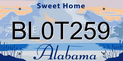 BL0T259 Alabama License Plate