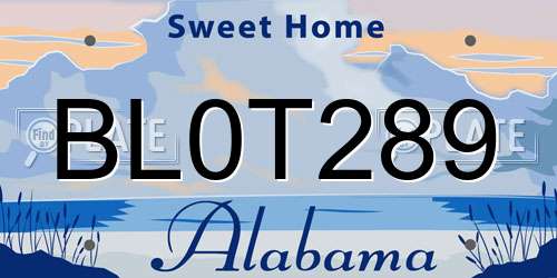 BL0T289 Alabama License Plate