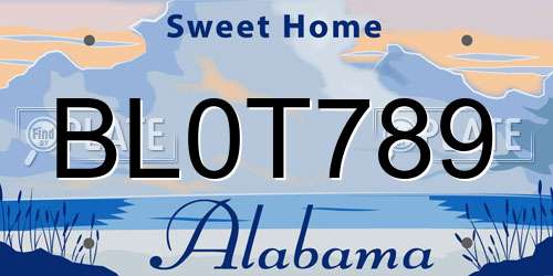 BL0T789 Alabama License Plate
