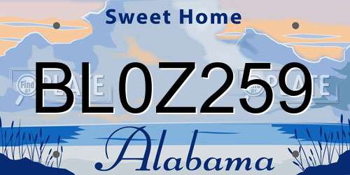 BL0Z259 Alabama License Plate
