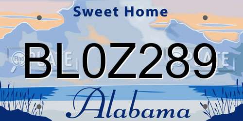 BL0Z289 Alabama License Plate