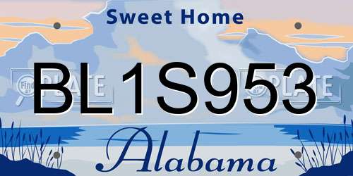 BL1S953 Alabama License Plate