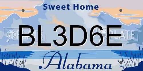 BL3D6E Alabama License Plate