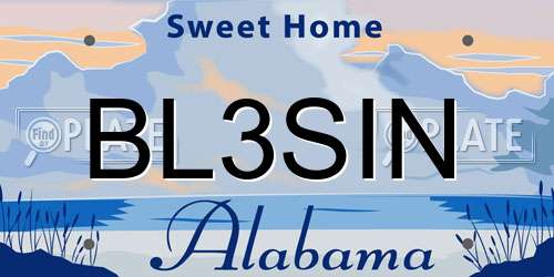 BL3SIN Alabama License Plate