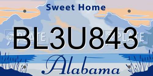 BL3U843 Alabama License Plate