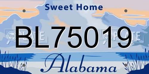 BL75019 Alabama License Plate