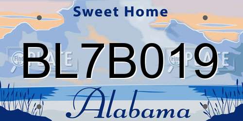 BL7B019 Alabama License Plate