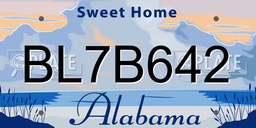 BL7B642 Alabama License Plate