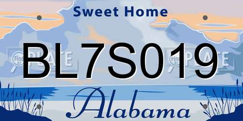 BL7S019 Alabama License Plate