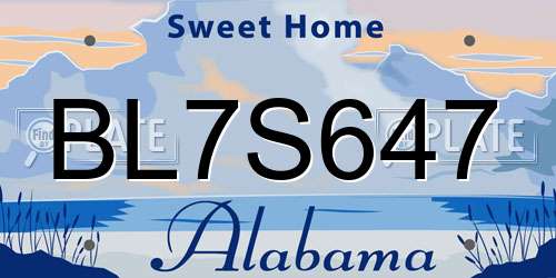 BL7S647 Alabama License Plate