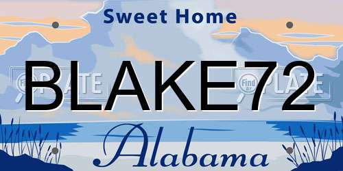 BLAKE72 Alabama License Plate