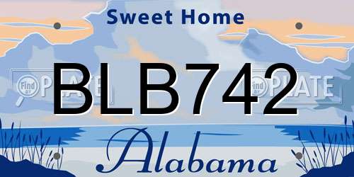 BLB742 Alabama License Plate