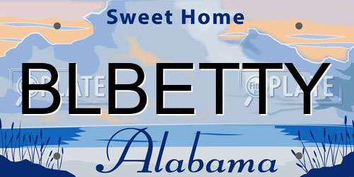 BLBETTY Alabama License Plate