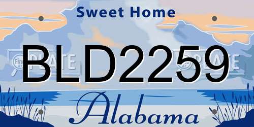 BLD2259 Alabama License Plate