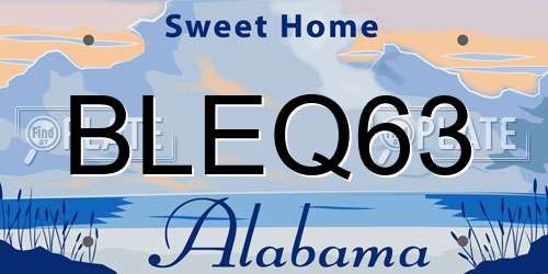 BLEQ63 Alabama License Plate