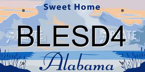 BLESD4 Alabama License Plate