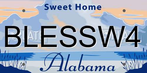 BLESSW4 Alabama License Plate