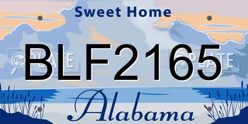 BLF2165 Alabama License Plate