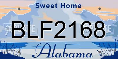 BLF2168 Alabama License Plate